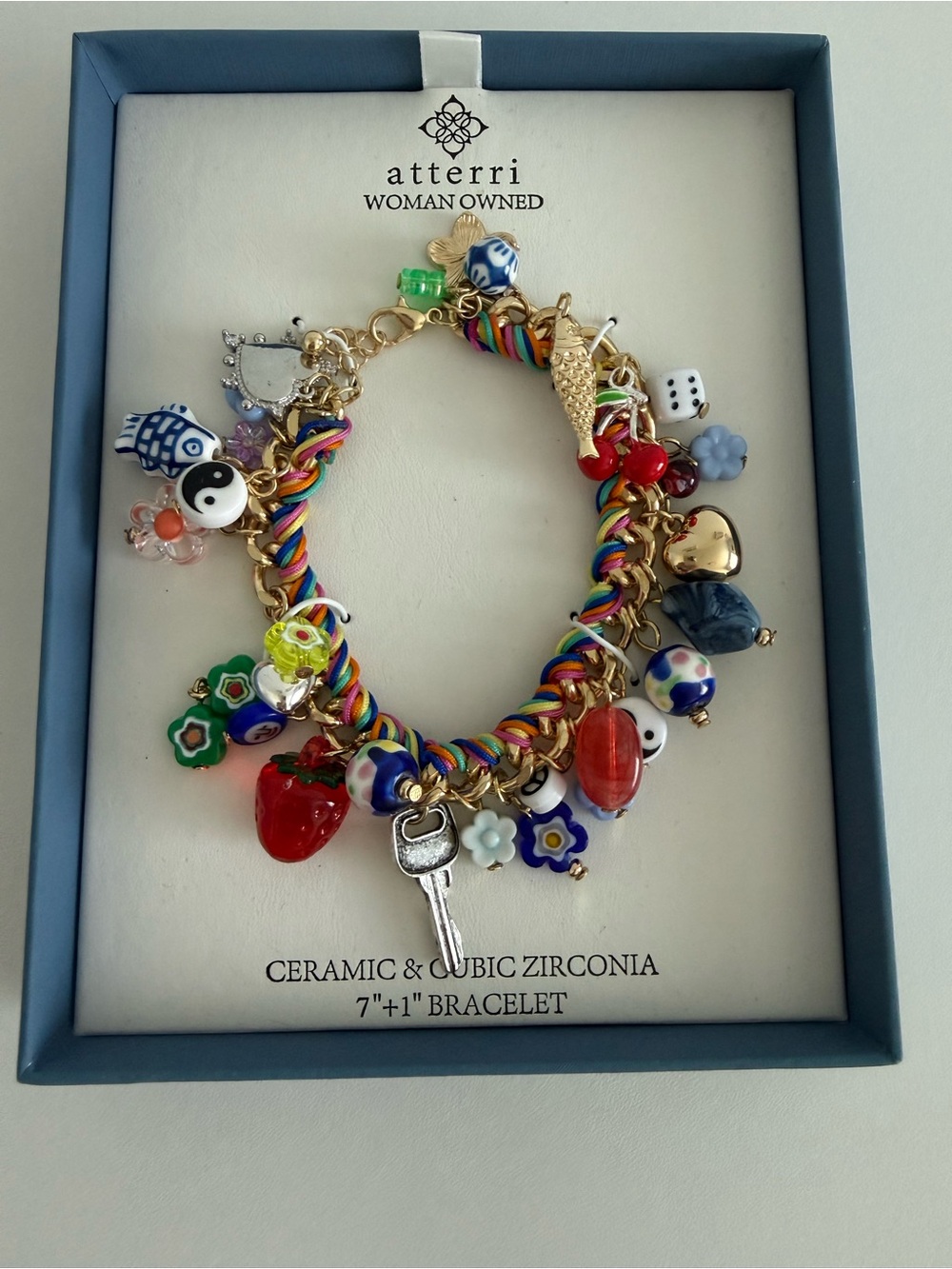Atterri Trending Ceramic & Cubic Zirconia Charm Bracelet NIB